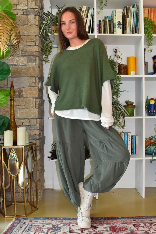 Basso Baby Cord Tiered Cuff Pant Khaki